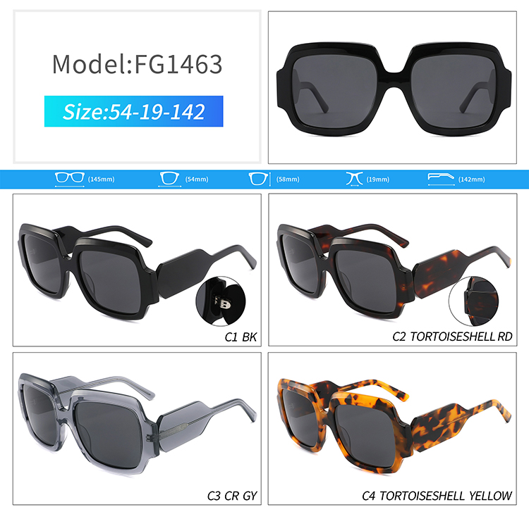 FG1463-designer square sunglasses Óculos de sol quadrados do designer FG1463