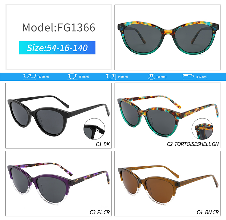 FG1366-acetate material sunglasses Óculos de sol em material acetato FG1366