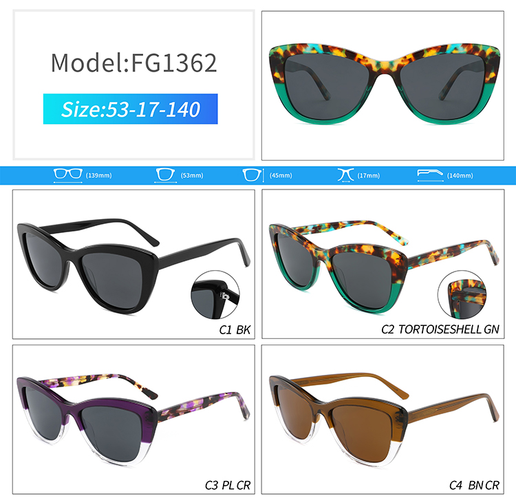FG1362-custom acetate sunglasses Óculos de sol de acetato personalizados FG1362