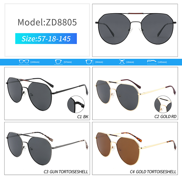 ZD8805-men's metal aviator sunglasses ZD8805-óculos de sol aviador de metal masculino