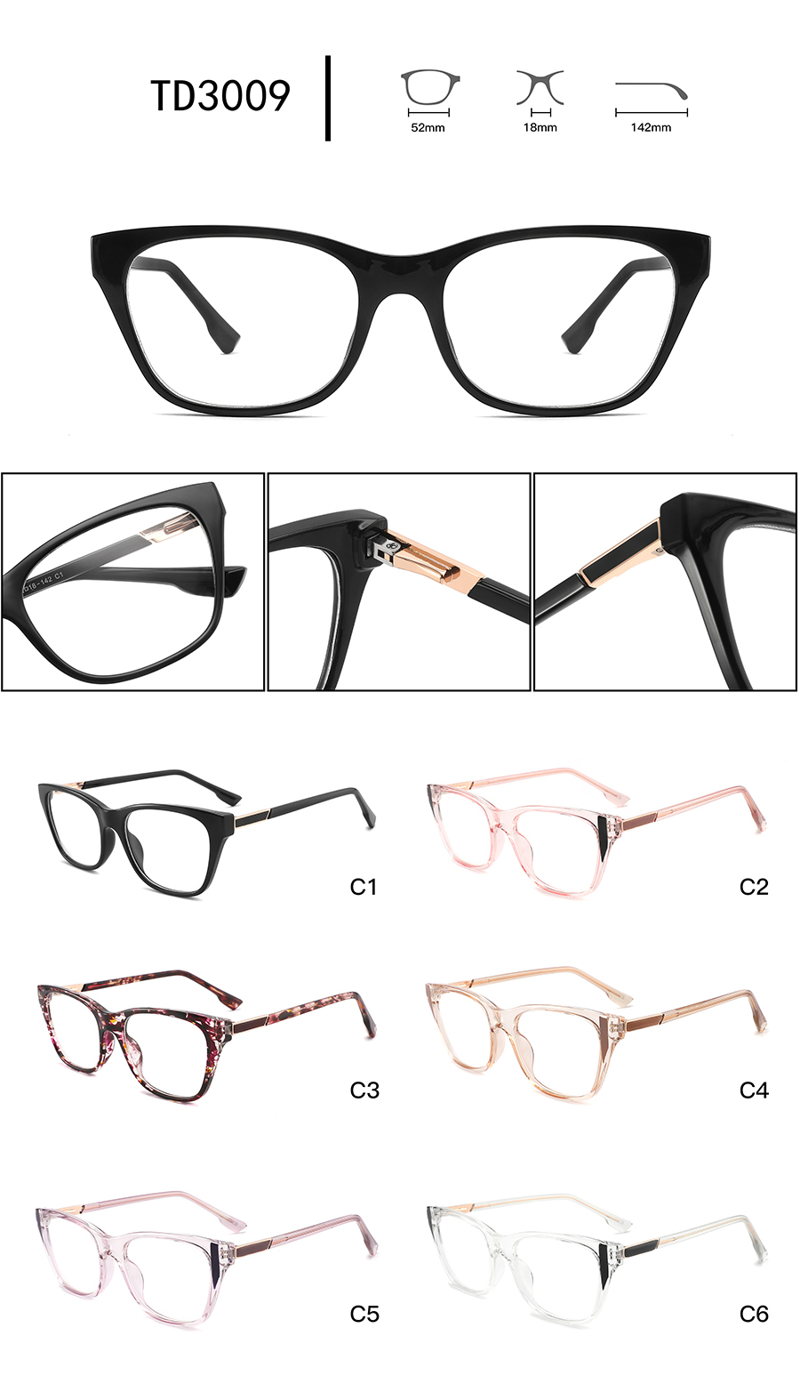 retro glasses frames for women TD3009 armações de óculos retrô para mulheres TD3009