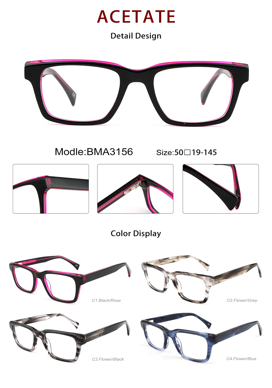 Wholesale Acetate Glasses Frames Detials BMA3156 Armações de óculos de acetato no atacado Detials BMA3156