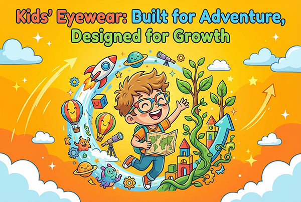 Kids Eyewear Built for Adventure, Designed for Growth Óculos infantis feitos para a aventura, projetados para o crescimento