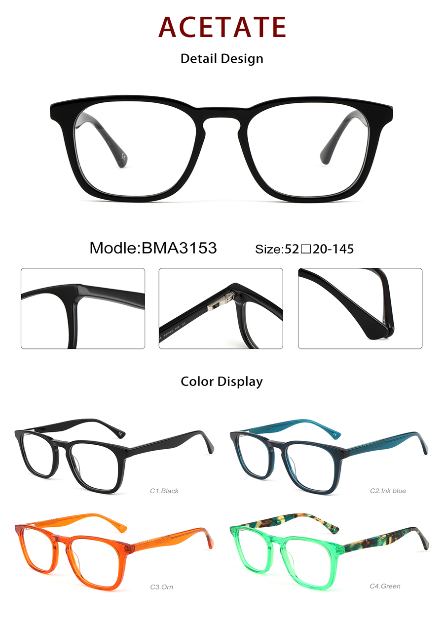Wholesale Acetate Glasses Frames Detials BMA3153 Armações de óculos de acetato no atacado Detials BMA3153
