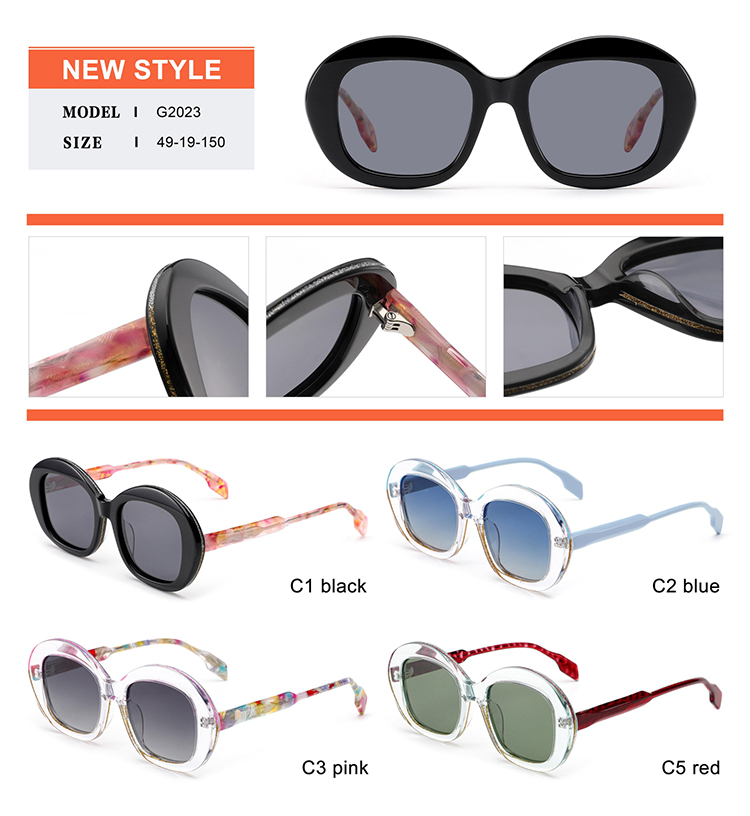 Acetate Sunglasses Details - G2023 Detalhes dos óculos de sol de acetato - G2023