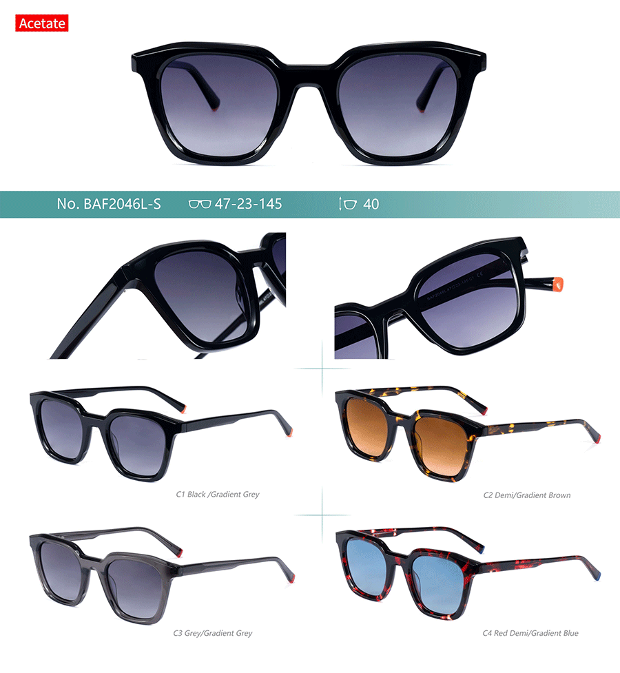 Wholesale Acetate Sunglasses-BAF2046LS Óculos de sol de acetato por atacado-BAF2046LS