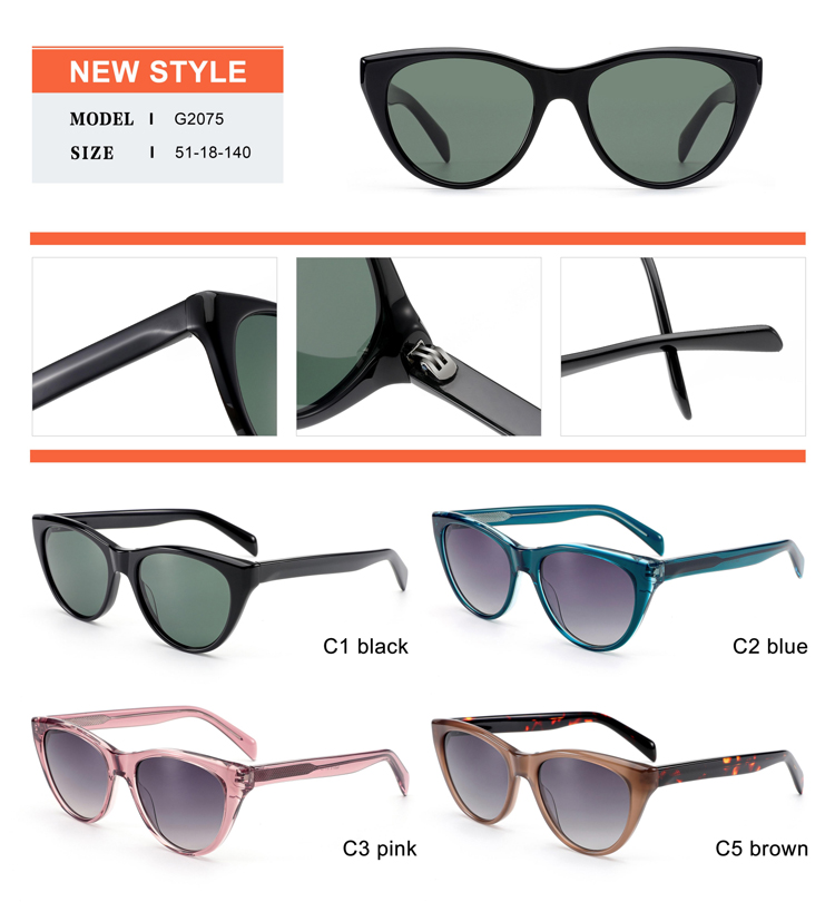 Acetate Sunglasses Details - G2075 Detalhes dos óculos de sol de acetato - G2075