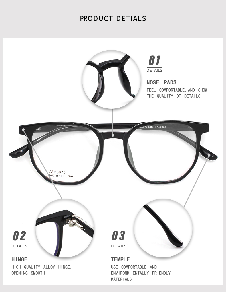 Armações de óculos de plástico transparente