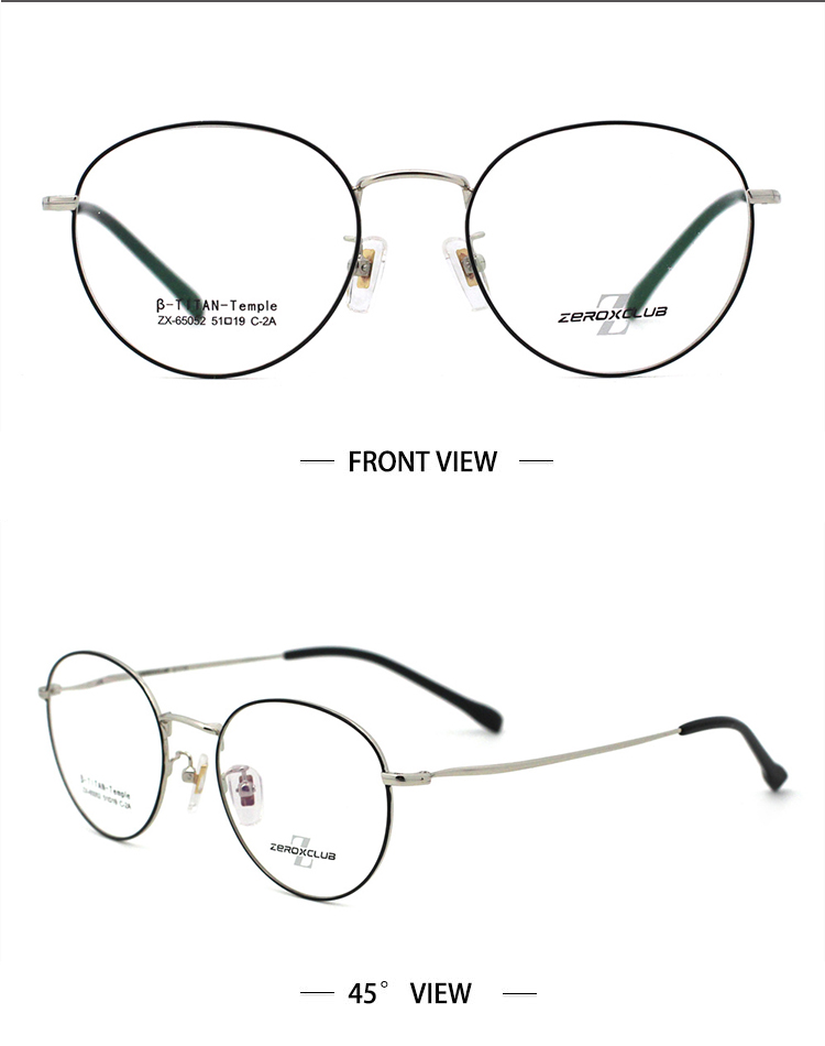 SKU-C2A Armações de óculos de titânio Mens_silver preto