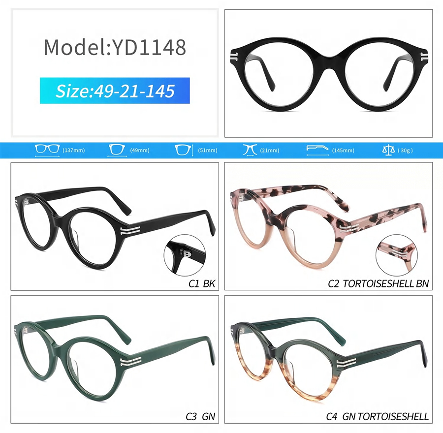 trendy women's glasses frames YD1148 armações de óculos femininos da moda YD1148
