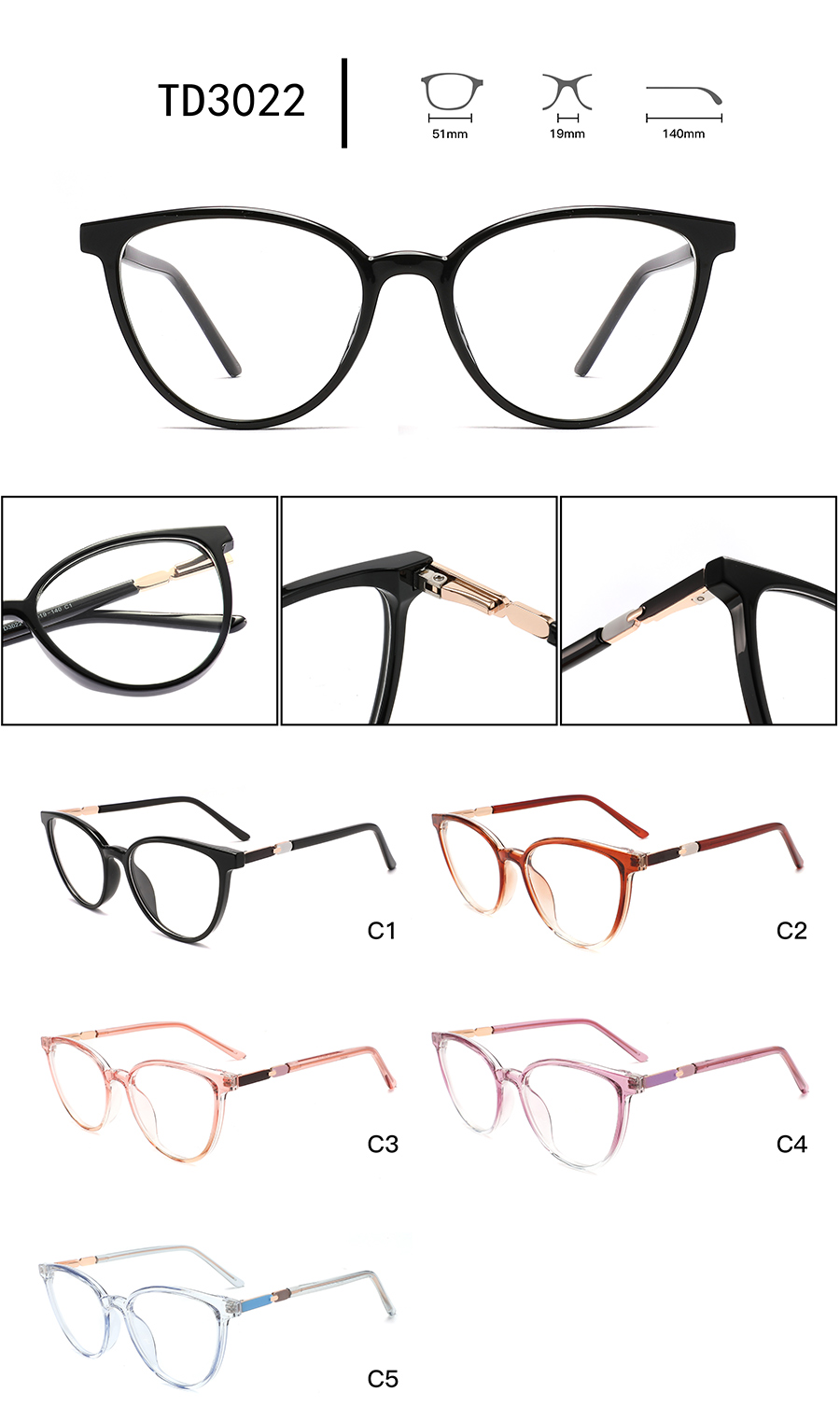 women's prescription glasses frames TD3022 armações de óculos graduados femininos TD3022