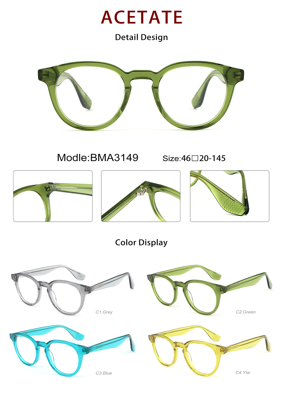 Wholesale Acetate Glasses Frames Detials BMA3149 Armações de óculos de acetato no atacado Detials BMA3149