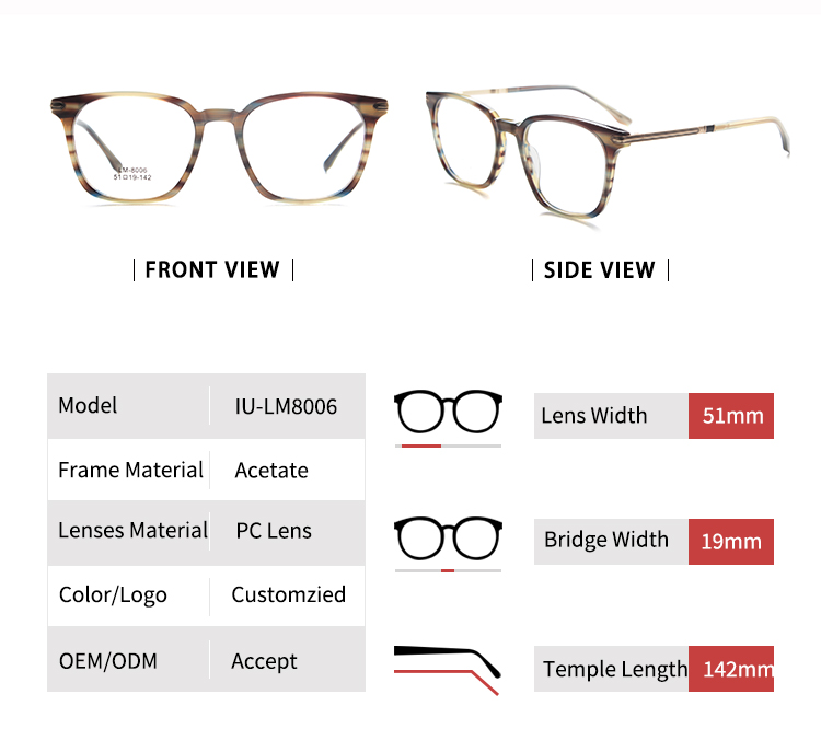 Armações de prescrição - Tamanho