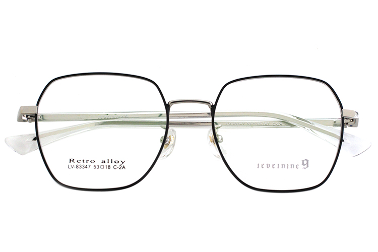 Óculos Metálicos Quadrados - Preto e Prata