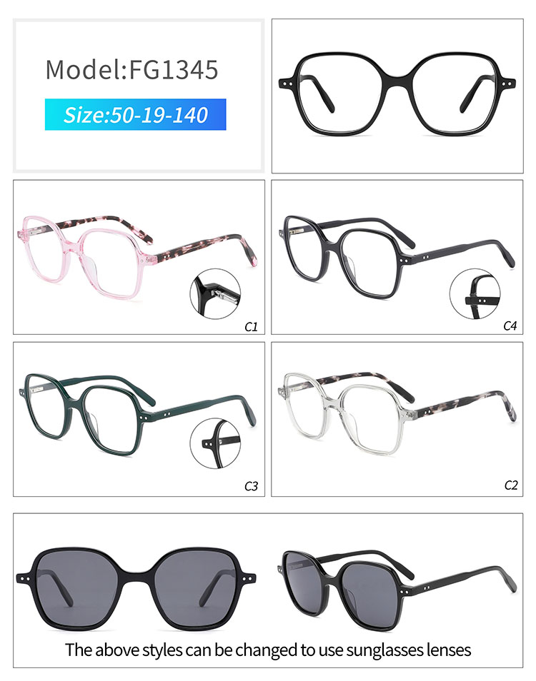 FG1345- thin acetate eyeglass frames FG1345- armações de óculos de acetato fino