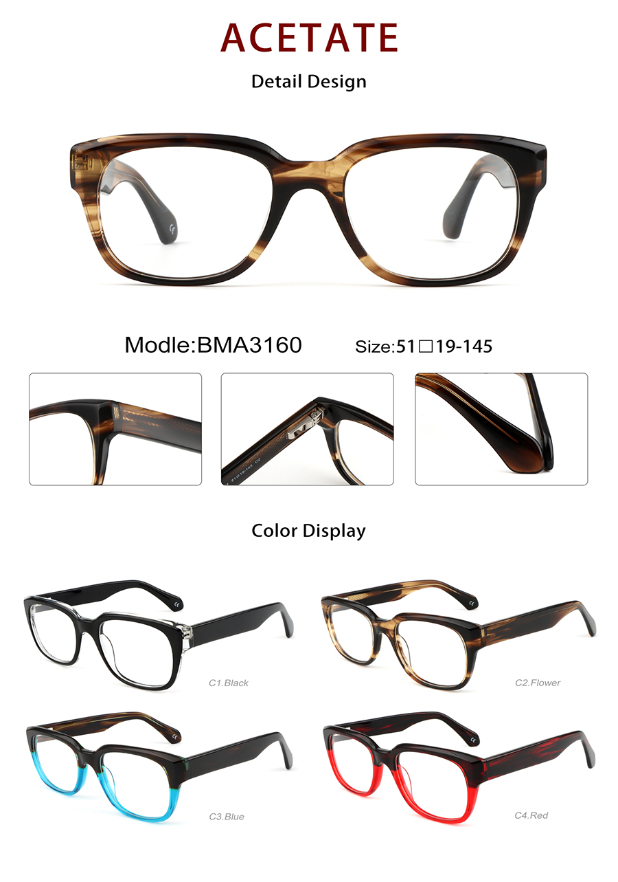 Wholesale Acetate Glasses Frames Detials BMA3160 Armações de óculos de acetato no atacado Detials BMA3160