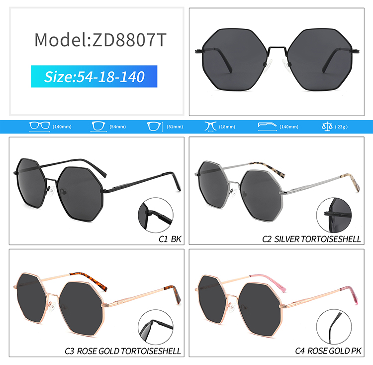 &Oacute;culos de sol masculino ZD8807-metal