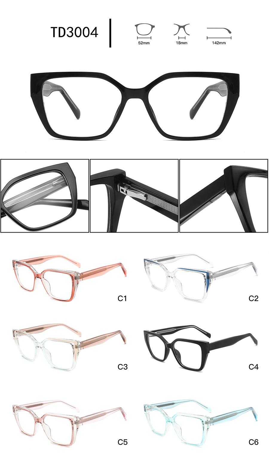 arma&ccedil;&otilde;es de &oacute;culos para mulheres TD3004