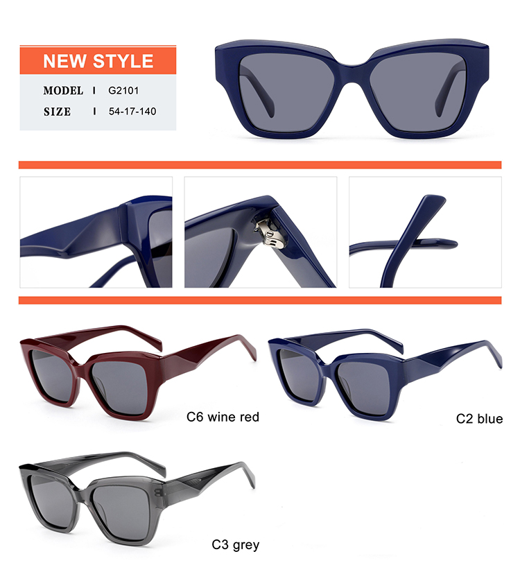 Detalhes dos &oacute;culos de sol em acetato - G2101