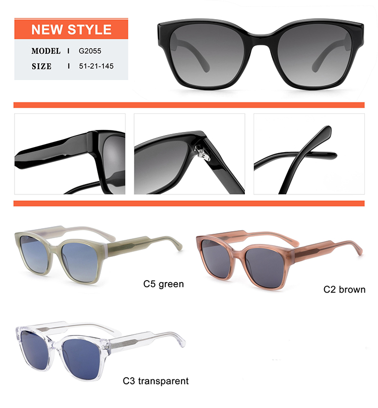 Detalhes dos &oacute;culos de sol de acetato - G2055
