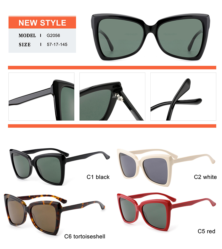 Detalhes dos &oacute;culos de sol de acetato - G2056