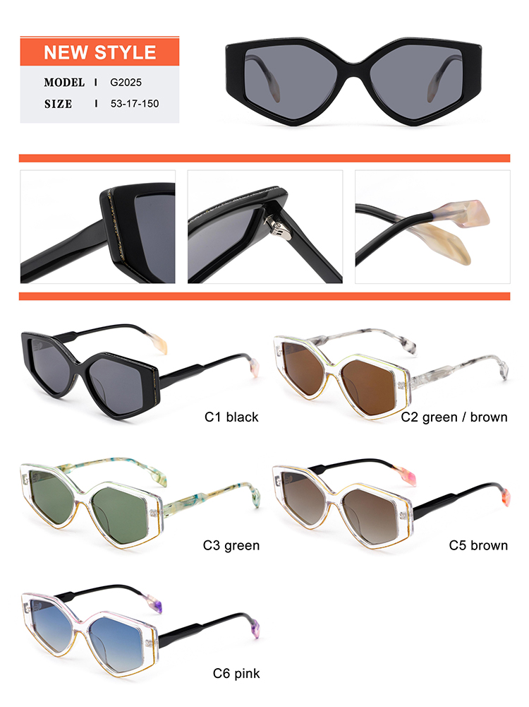 Detalhes dos &oacute;culos de sol de acetato - G2025