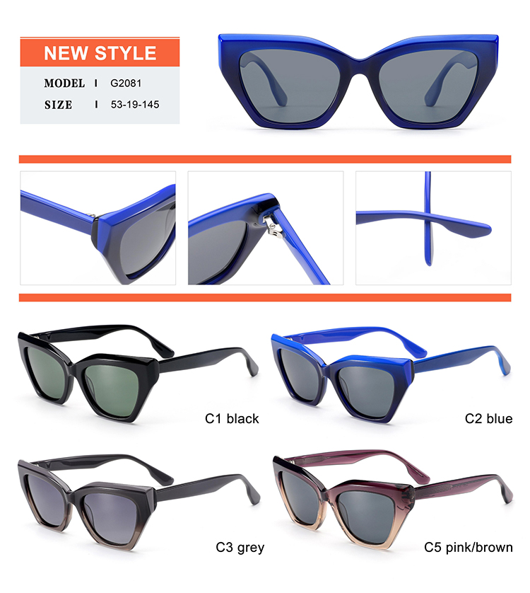 Detalhes dos &oacute;culos de sol de acetato - G2081