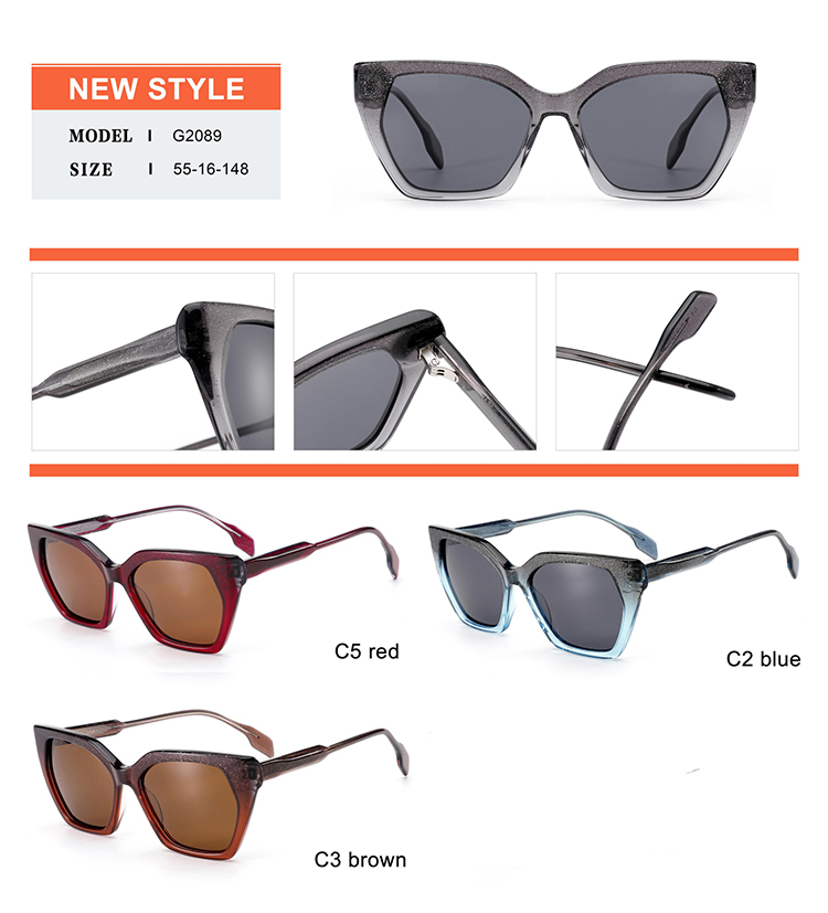 Detalhes dos &oacute;culos de sol de acetato - G2089