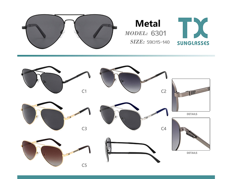 &Oacute;culos de sol de metal por atacado 6301