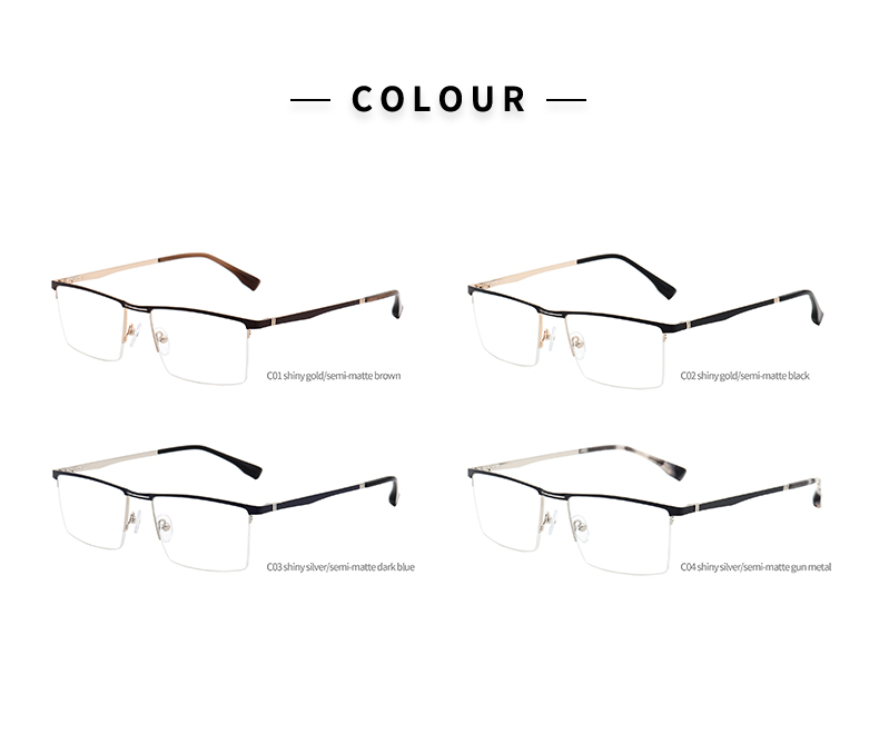 Arma&ccedil;&otilde;es de &oacute;culos de meio aro_color