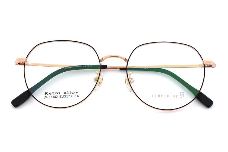 Arma&ccedil;&otilde;es de &oacute;culos redondos retr&ocirc; - preto e dourado