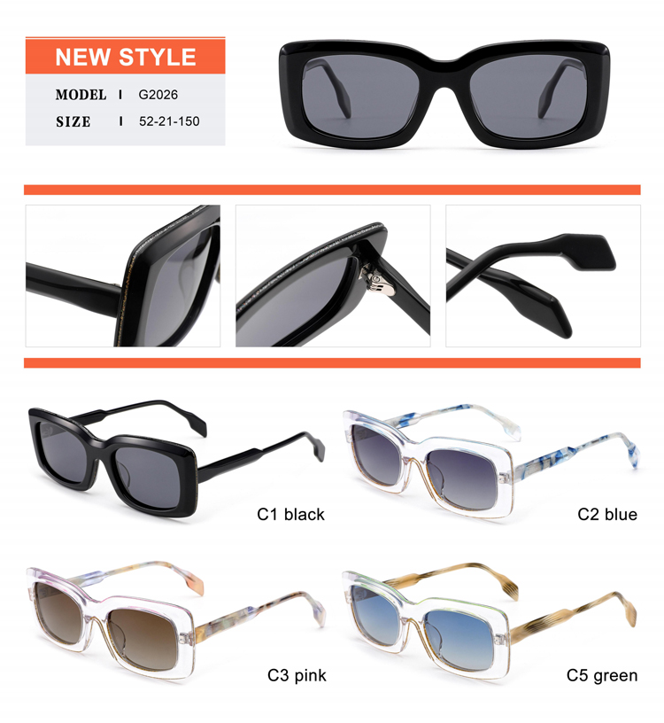 Detalhes dos &oacute;culos de sol de acetato - G2026