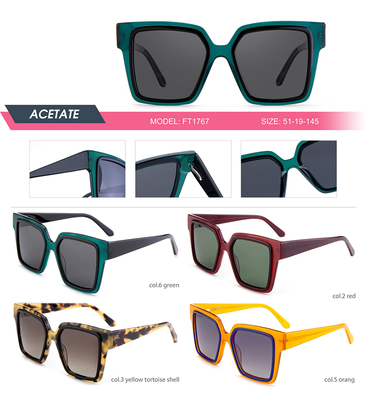 Detalhes de &oacute;culos de sol de acetato - FT1767
