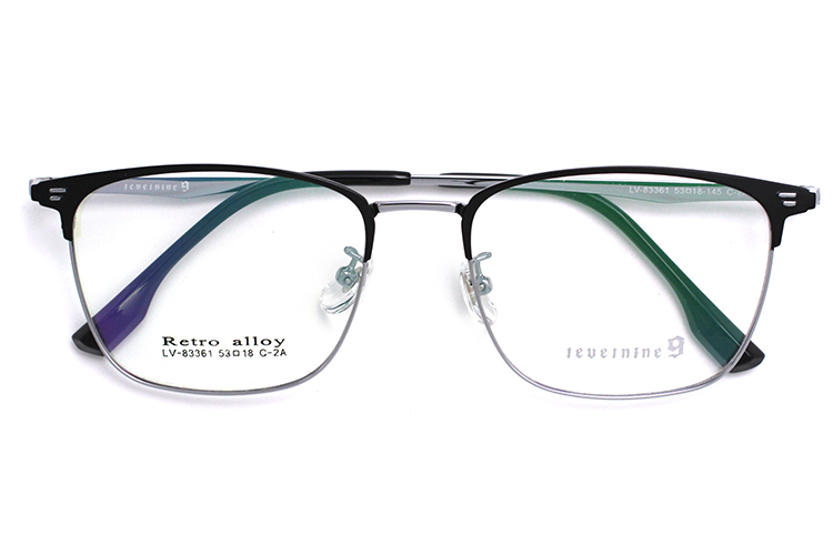 Arma&ccedil;&otilde;es de &oacute;culos retangulares - Preto e Prata