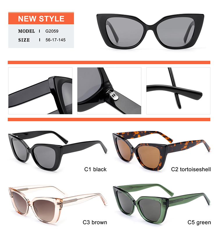 Detalhes dos &oacute;culos de sol de acetato - G2059