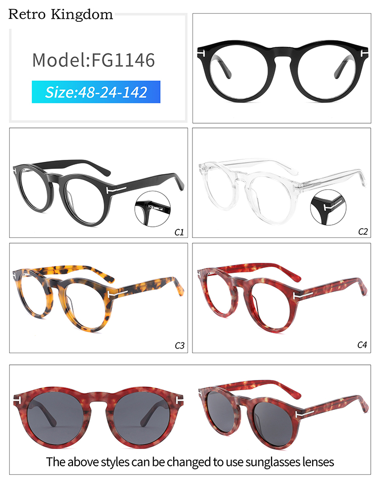 arma&ccedil;&otilde;es de &oacute;culos redondos vintage FG1146