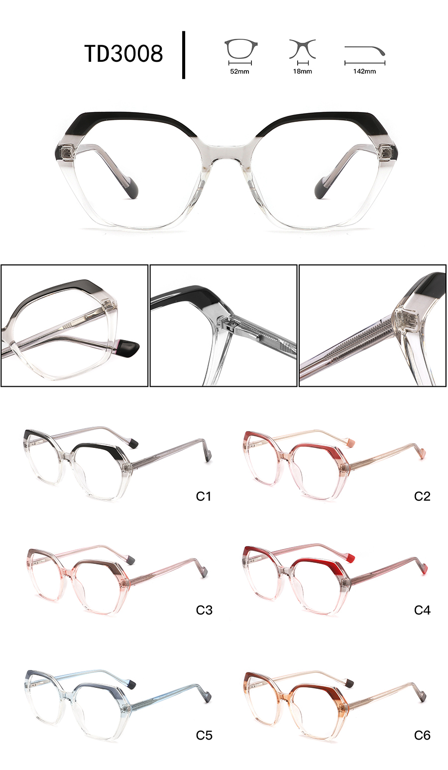 novas arma&ccedil;&otilde;es de &oacute;culos de tend&ecirc;ncia TD3008