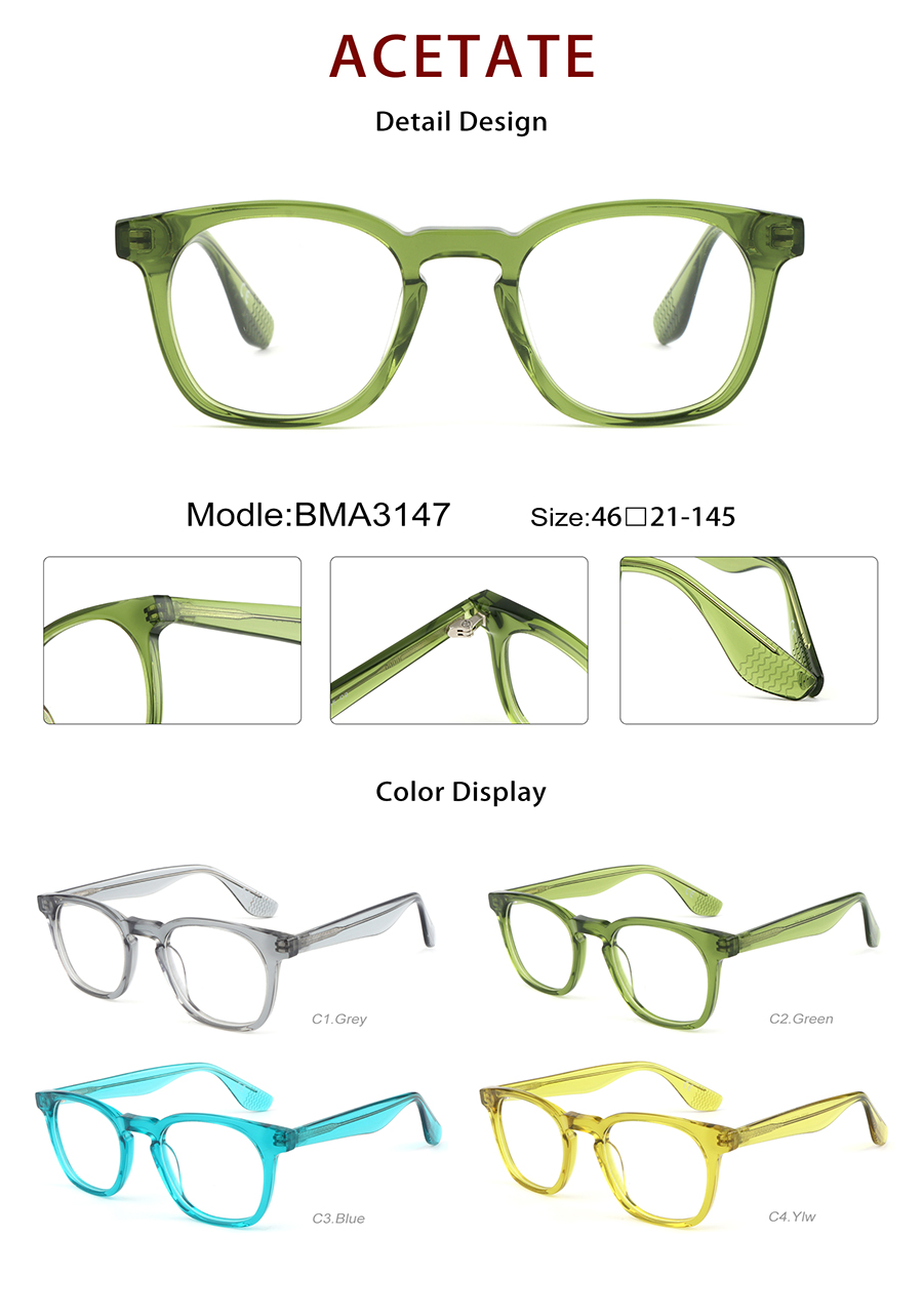 Arma&ccedil;&otilde;es de &oacute;culos de acetato no atacado Detials BMA3147