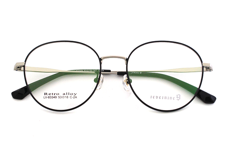 &Oacute;culos Redondos com Aro Met&aacute;lico - Preto e Dourado