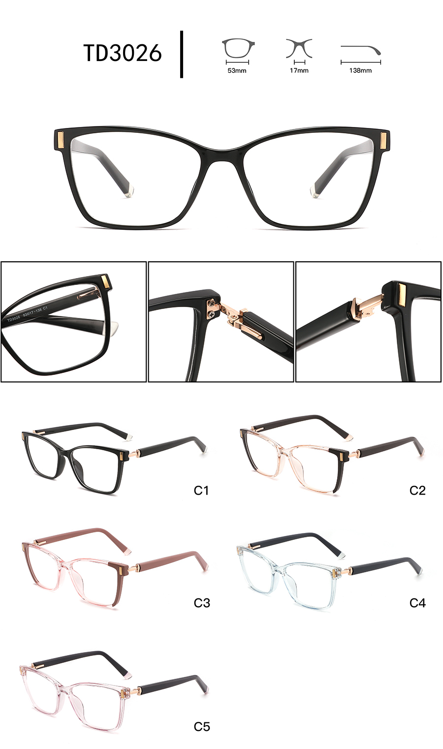 arma&ccedil;&otilde;es de &oacute;culos estilo vintage TD3026