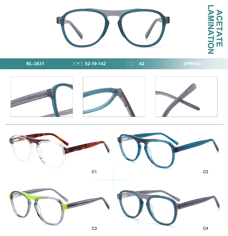 Detalhes de arma&ccedil;&otilde;es de &oacute;culos de acetato no atacado BL-2831