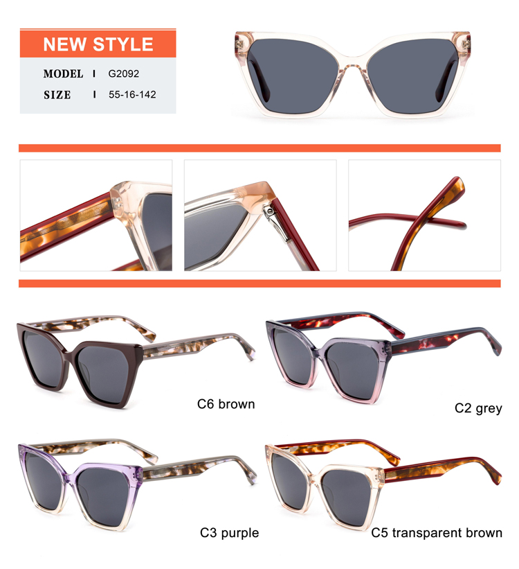 Detalhes dos &oacute;culos de sol de acetato - G2092