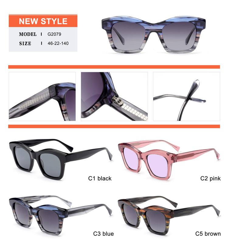 Detalhes dos &oacute;culos de sol de acetato - G2079