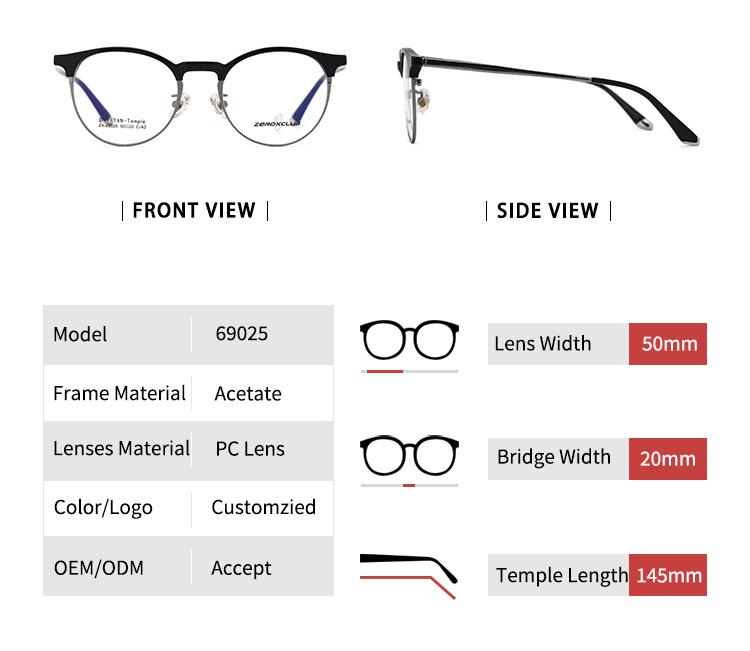 Arma&ccedil;&otilde;es de &oacute;culos de aro redondo_tamanho 