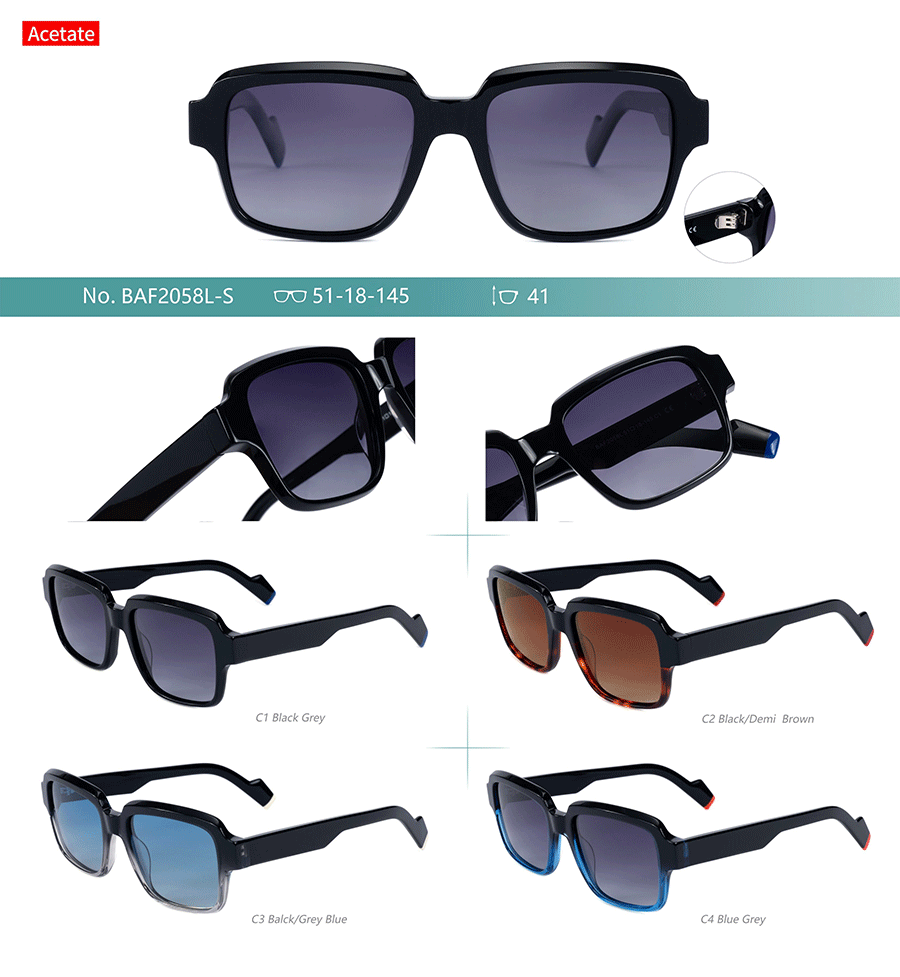 &Oacute;culos de sol de acetato por atacado-BAF2058LS